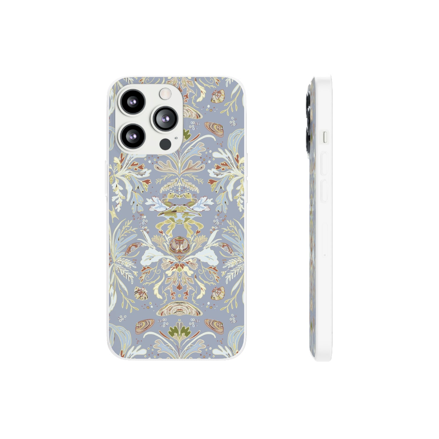 Crab Damask in Blue Flexi Cases